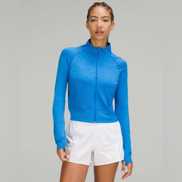 Lululemon Breathable Textured Knit Training Jacket in Poolside / Aero Blue - Picture 1 of 10
